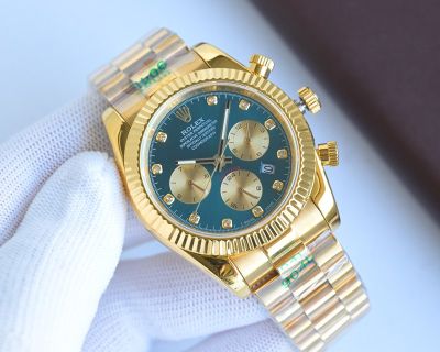Rolex Daytona 9100 Movement 904L Steel 41mm Gold/Green Face Full Gold Men Watch